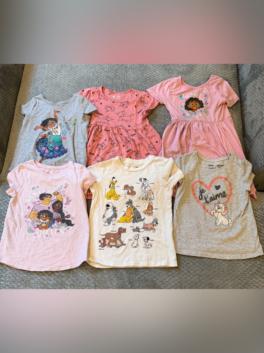 Disney 4T Girls' Clothing Lot T-Shirts & Dresses Encanto, Aristocats Disney Dogs
